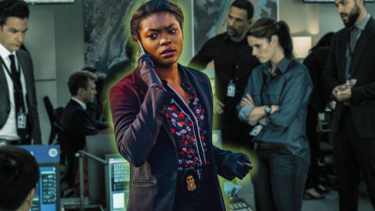 A composite image features Ebonee Noel as FBI's Kristen in the foreground and the cast of FBI in the background