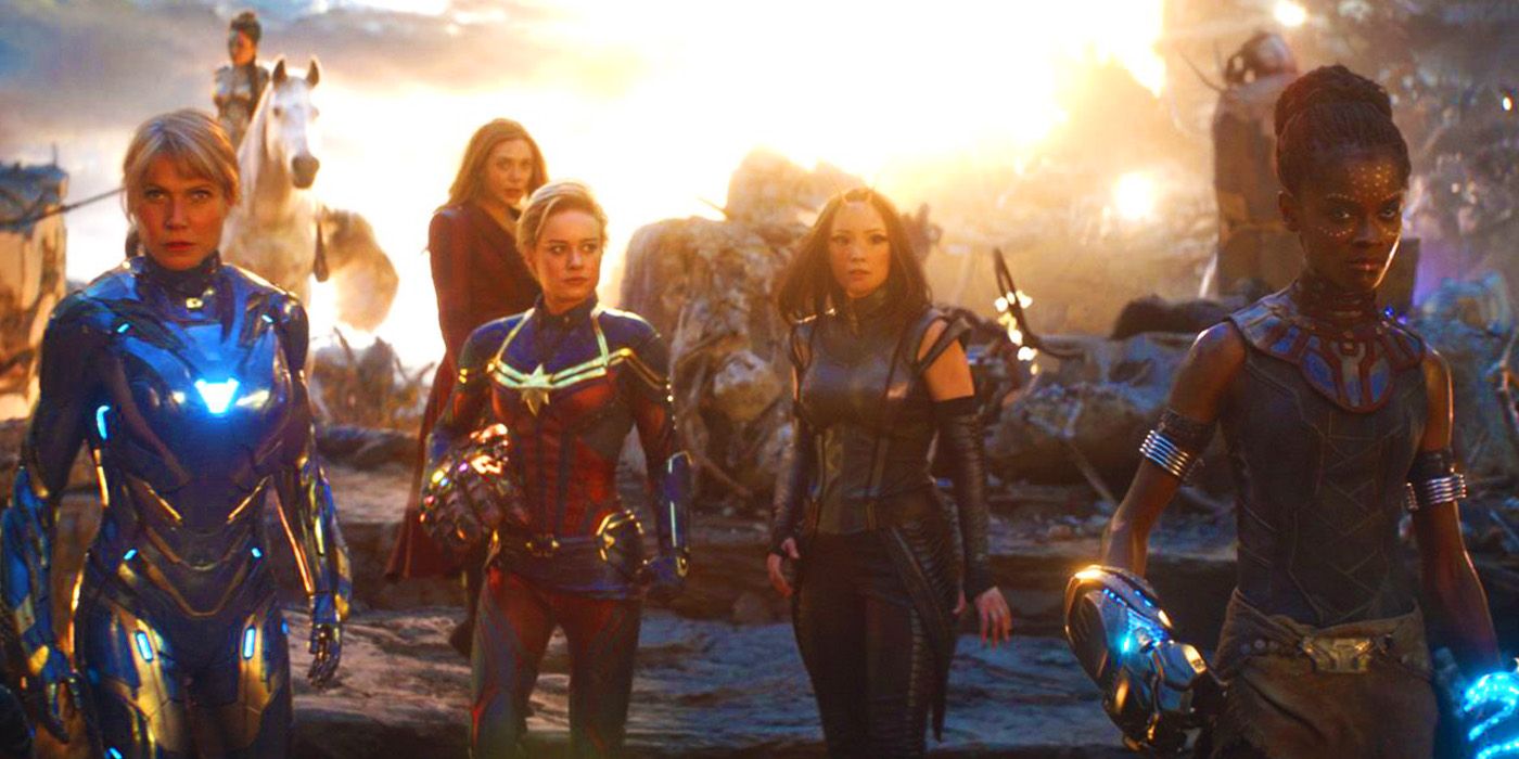 Female heroes banding together during the Battle of Earth in Avengers Endgame