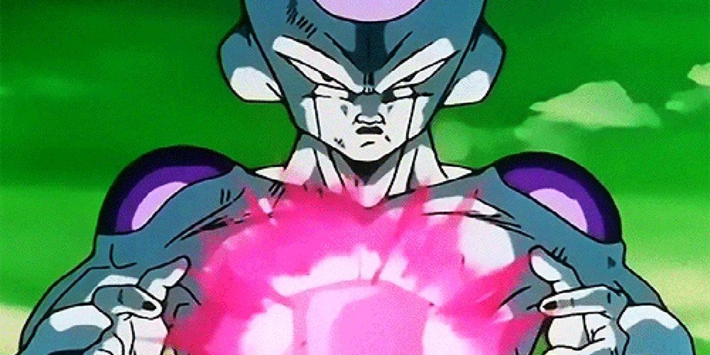Frieza che prepara una sfera energetica in Dragon Ball Z.