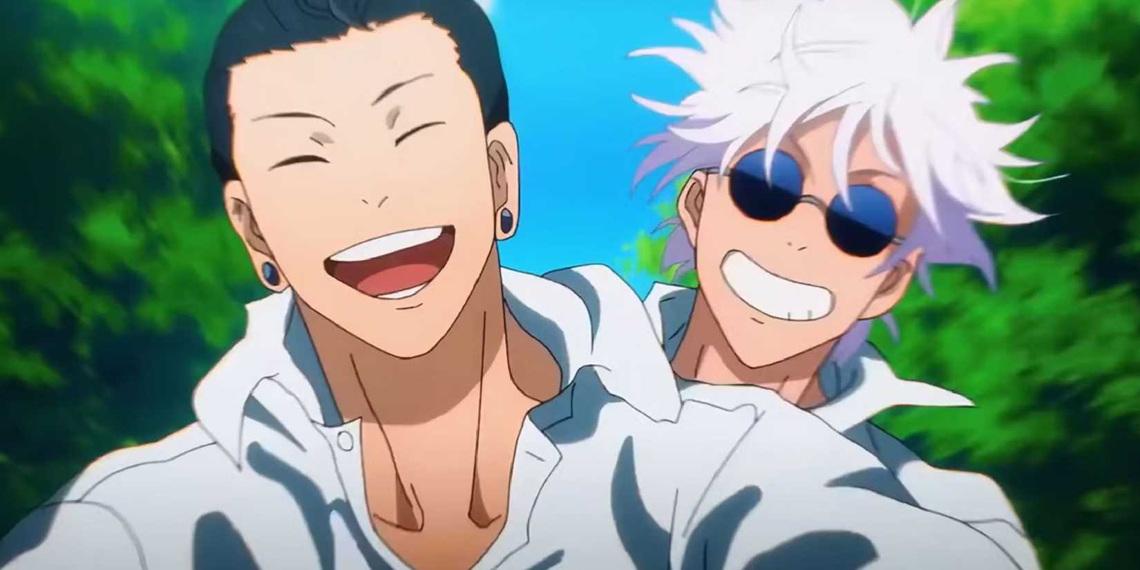 Gojo and Geto riding a bicycle together in the Hidden Inventory Arc