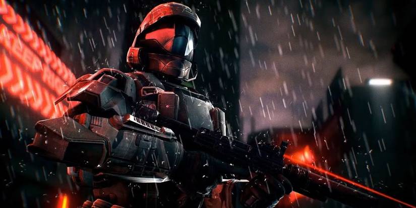 Halo ODST soldier in the rain