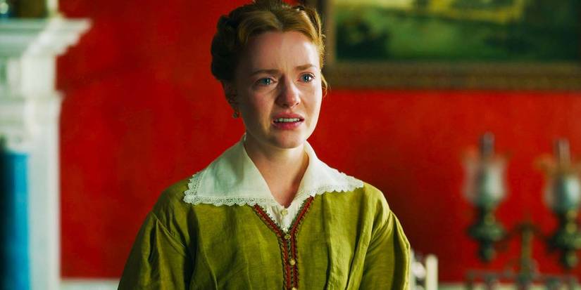 Harriet Slater as Clara Trenchard looking distressed in Belgravia The Next Chapter episode 7