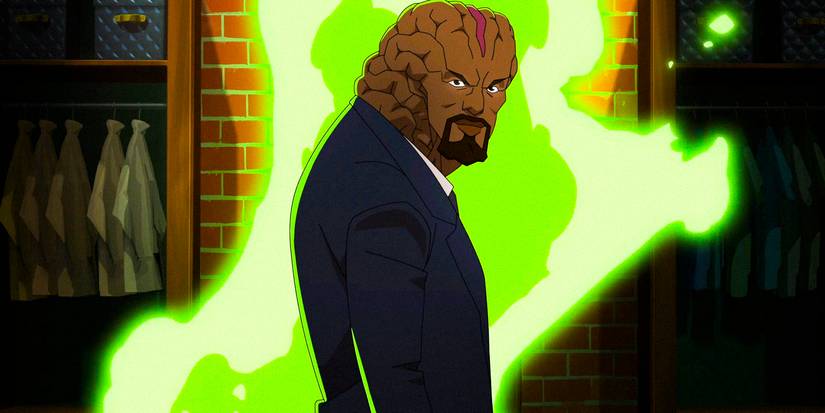 Angstrom Levy with a neon green portal behind him in Invincible S2 Ep6