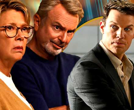 Джейк Лэйси, Аннет Беннинг и Сэм Нил в интервью по фильму «Яблоки никогда не падают»