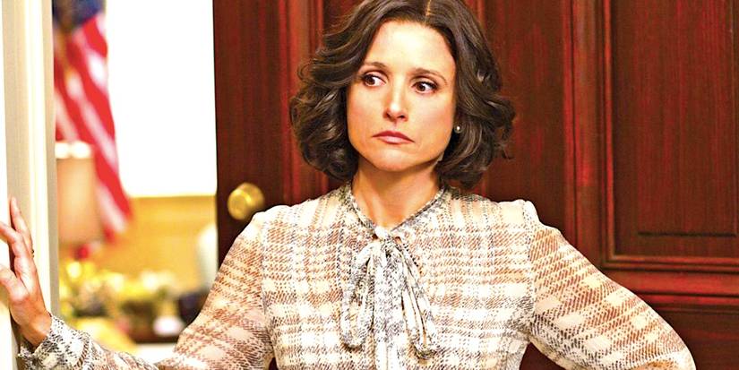 Julia Louis-Dreyfus' Selina looking serious in Veep