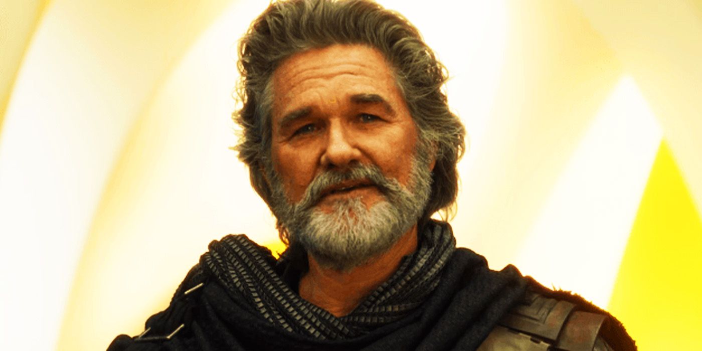 Kurt Russell as the Celestial Ego in Guardians 2 looking into the camera