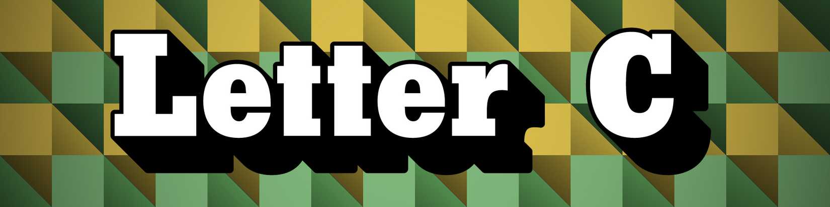The words "LETTER C" with a Wordle-like background
