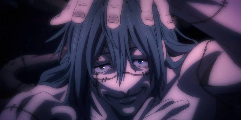 Mahito smiling smugly after opening his domain against nanami in the anime in jujutsu kaisen