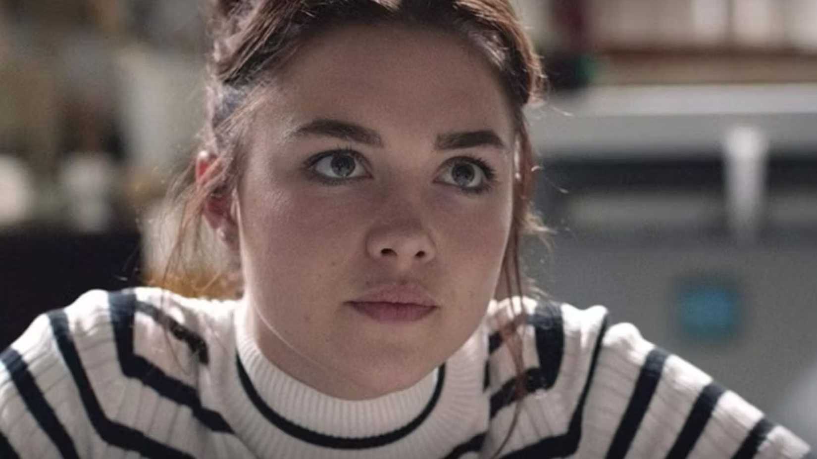 Florench Pugh as Angela looking toward the camera in Malevolent