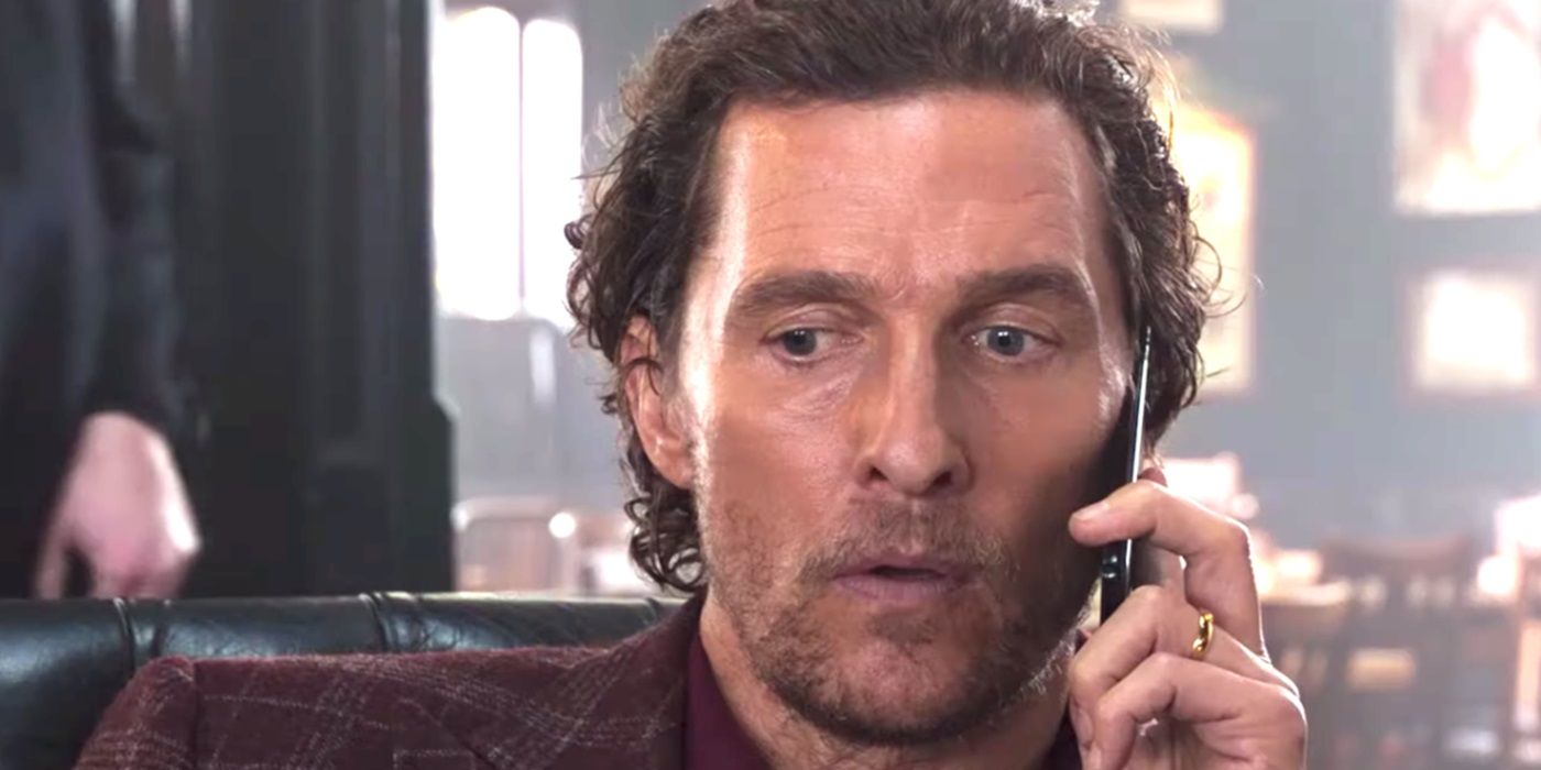 Matthew McConaughey as Mickey in the Gentlemen talking on the phone