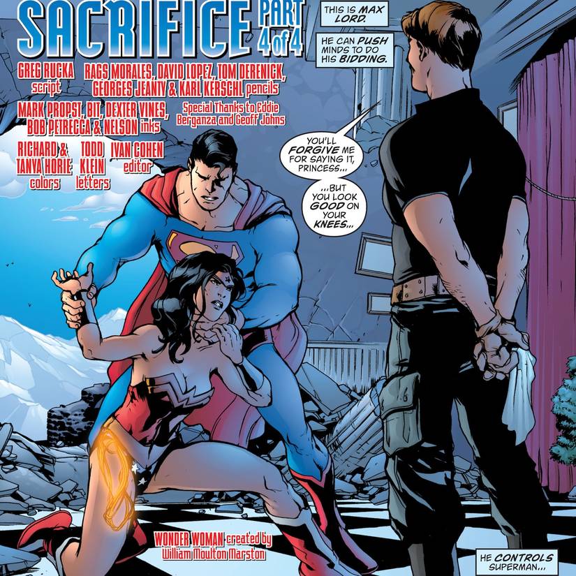 Maxwell Lord has Superman subdue Wonder Woman