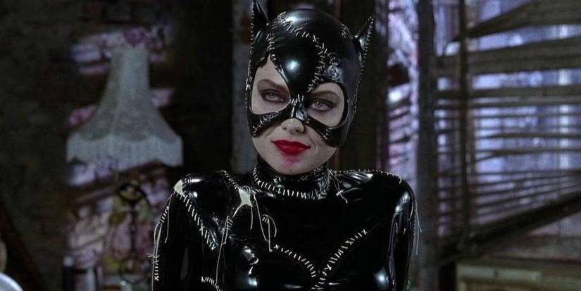 Michelle Pfieffer as Catwoman in Batman Returns looking offscreen