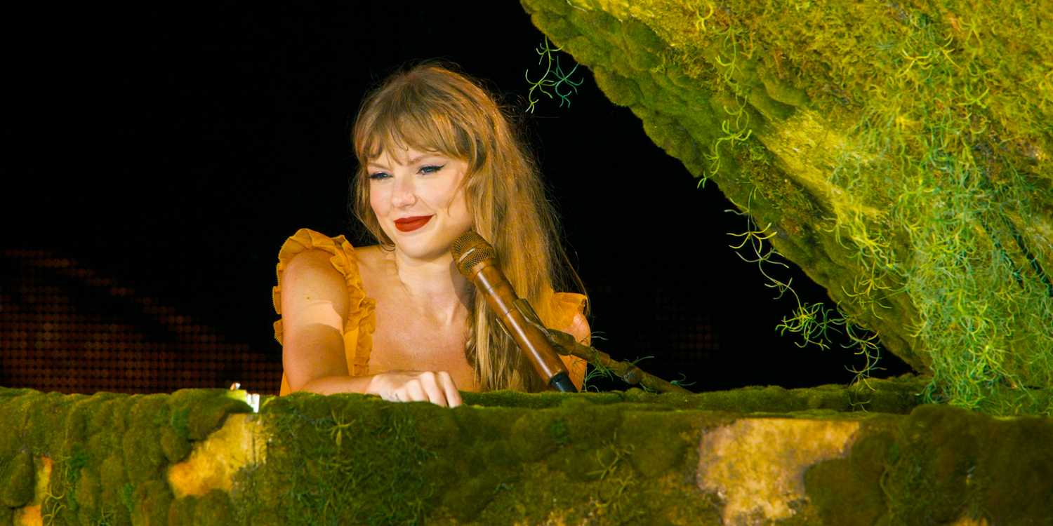 champagne problems dress eras tour Taylor Swift Gets Emotional During Nearly 8-Minute Standing Ovation on L.A. 'Eras Tour' Stop