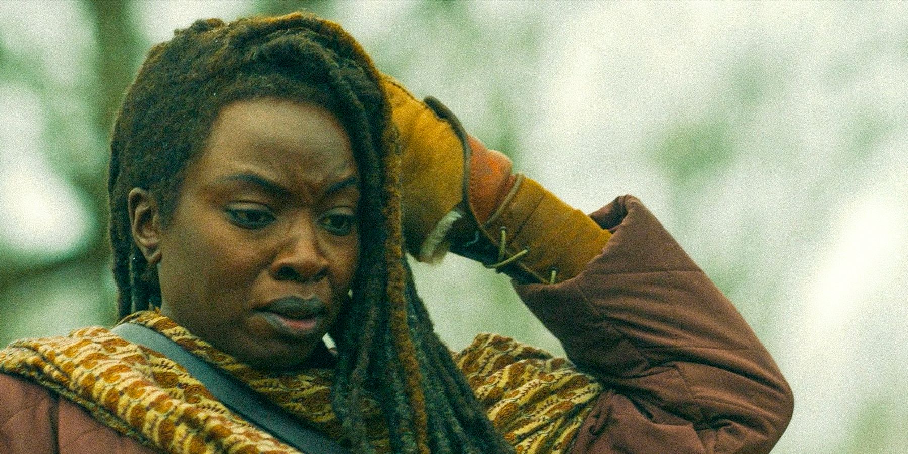 close up of Michonne Hawthorne in The Walking Dead: The Ones Who Live