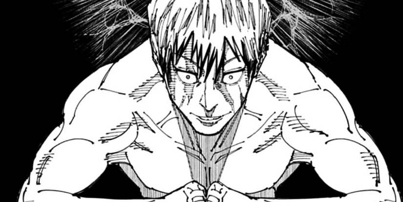 Naoya mỉm cười rùng rợn khi anh ta thi triển thế võ jujutsu kaisen