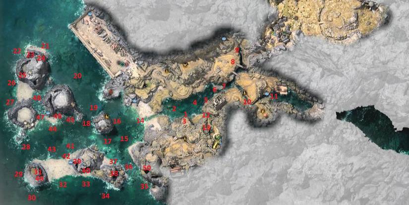Nibel from Final Fantasy 7 Map with all Chocograss locations numbered in red.