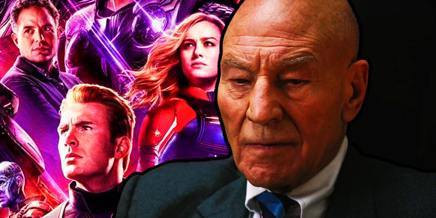 Профессор «кс» Патрика Стюарта с Брюсом Бэннером, Стэвом Роджерсом и Карлой Дэверс в «Мстителях: Финал»