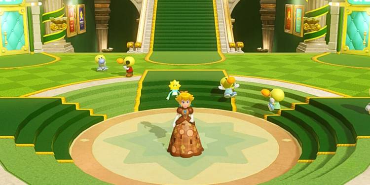 princess peach green dress Peach