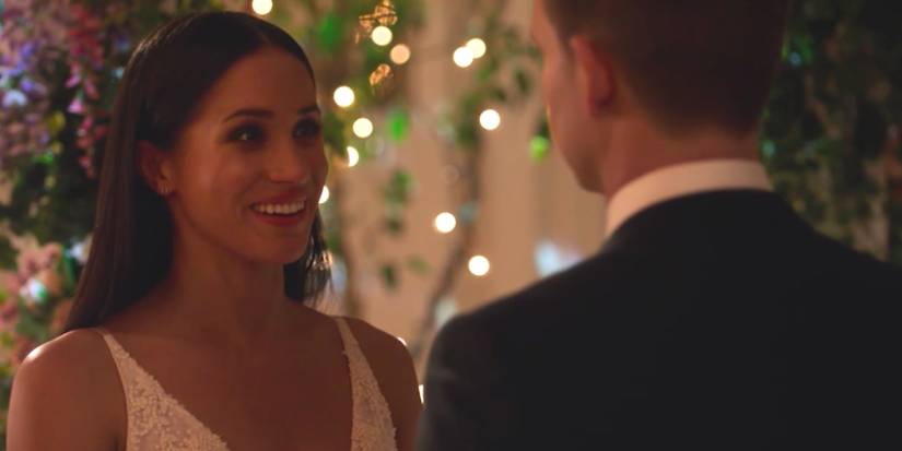 Rachel em seu casamento com Mike em Suits