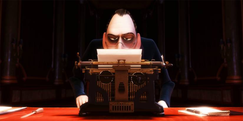 Ego writing on his typewriter in Ratatouille