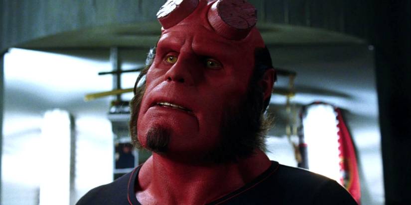 Ron Perlman as Hellboy looking dismayed in Hellboy (2004)