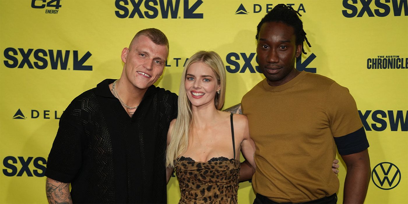 samara weaving e nathan stewart jarrett na estreia de sxsw azrael