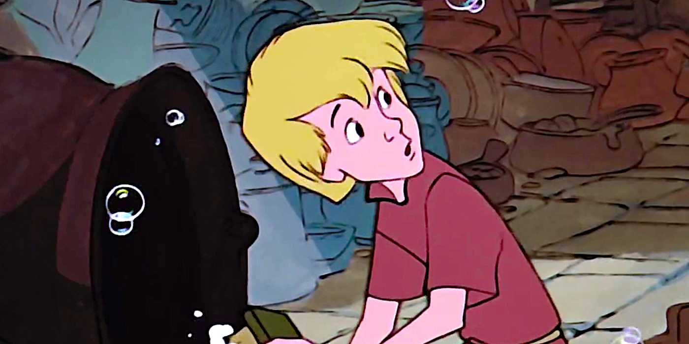 Arthur Scrubbing a Cauldron in The Sword in the Stone