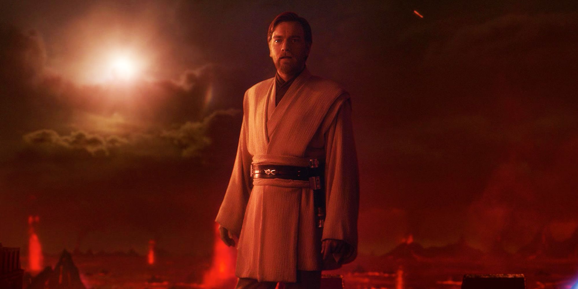 Ewan McGregor's Obi-Wan Kenobi reflects on Anakin using an absolute like a Sith, looking serious on Mustafar