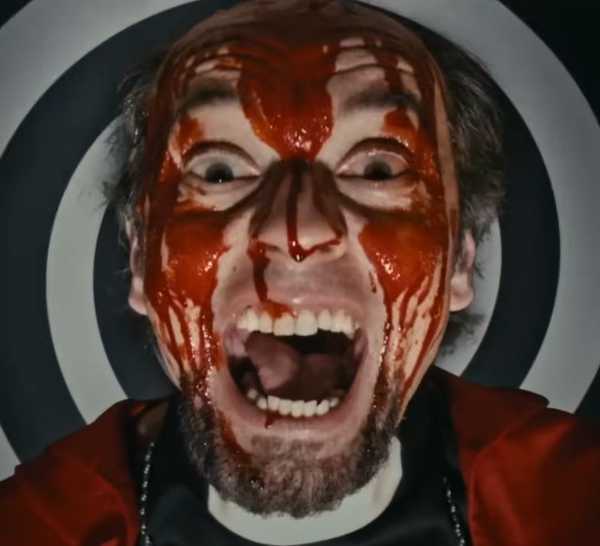 A bloody Satanist from a cult in Late Night with the Devil