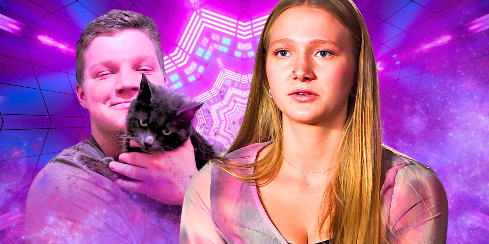 Sister Wives’ Garrison Brown holding a cat and Ysabel Brown looking sad