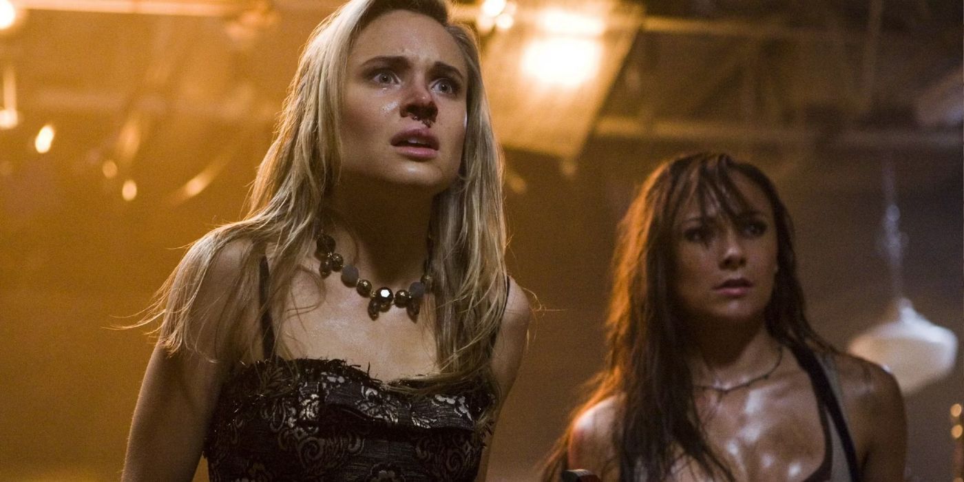 Cassidey (Briana Evigan) and Chugs (Margo Hushman) looking worried in Sorority Row