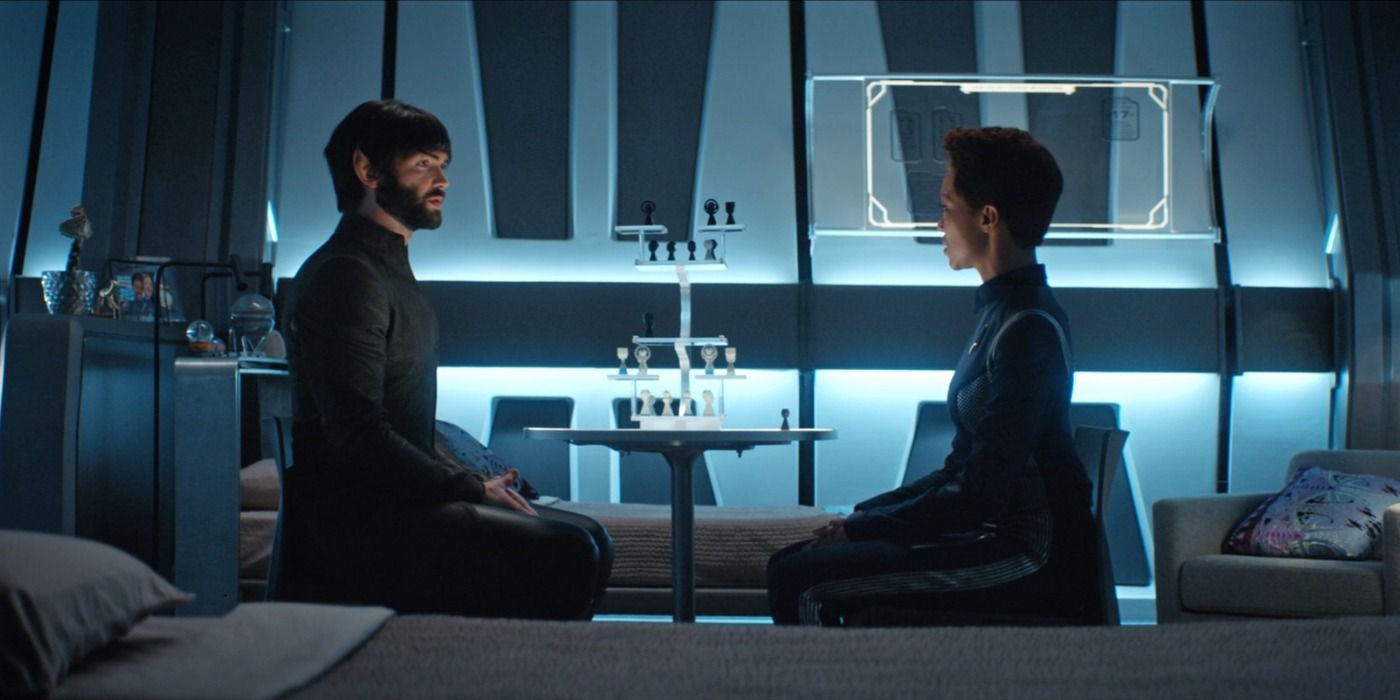 Star Trek Discovery Project Daedalus Spock and Michael Burnham play chess