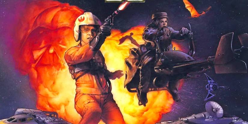 Art for Star Wars Rebel Assault 2 The Hidden Empire showing Rookie One firing a blaster.