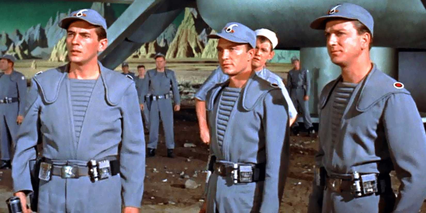 The crew in Forbidden Planet all standing around looking pensive and unsure of themselves