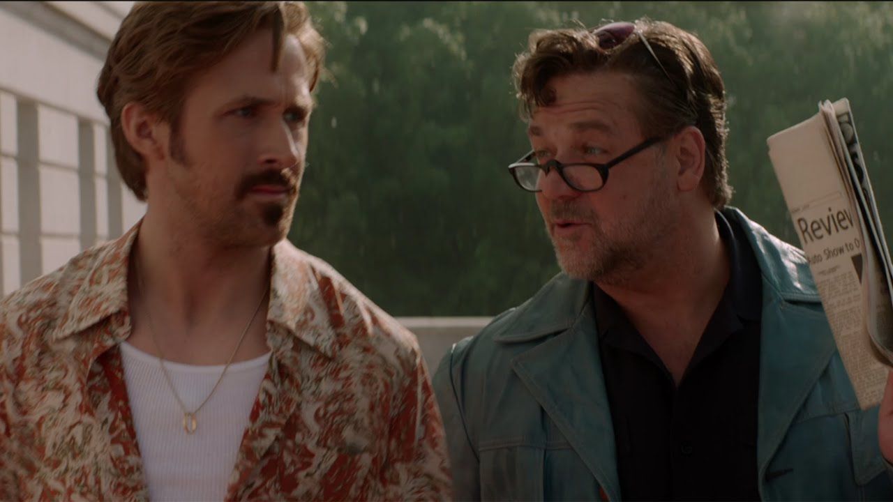 Russell Crowe e Ryan Gosling em The Nice Guys