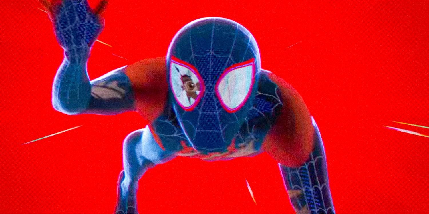 A flashback of Miles Morales wearing his Spider-Man suit falling with his suit torn in The Spider Within: A Spider-Verse Story