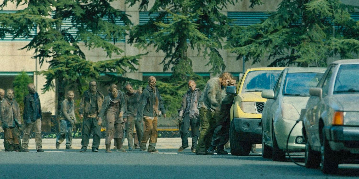 Walkers attacking Michonne and Rick's car in The Walking Dead The Ones Who Live