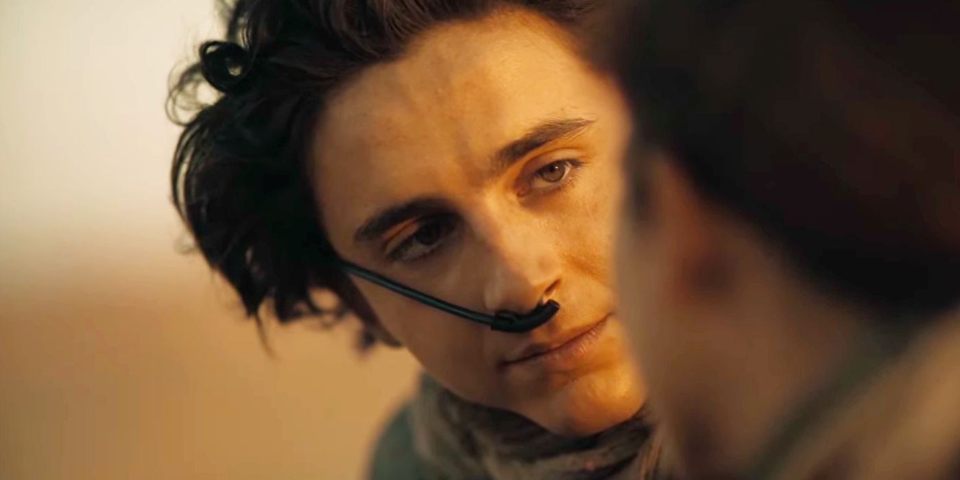 Timothee Chalamet as Paul Atreides Looking at Chani in Dune Part Two