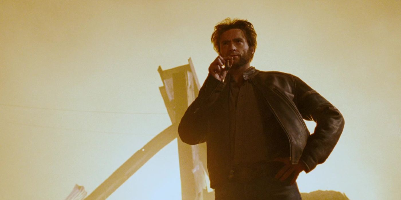 Hugh Jackman's Wolverine smoking a cigar in the Danger Room in X-Men: The Last Stand (2006)