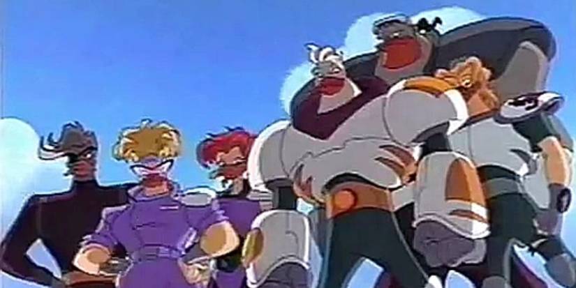  The Animated Series stood in front of a blue sky looking down