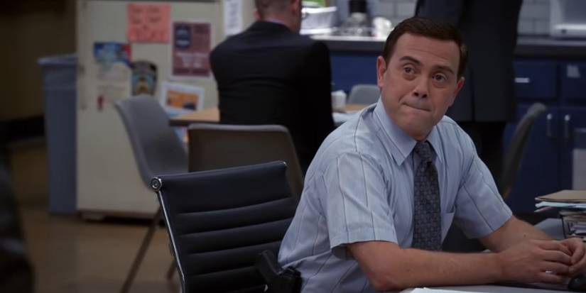 Charles Boyle trying not to laugh in the Brooklyn Nine-Nine episode The Overmining 