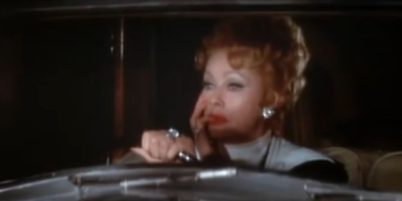 Lucille Ball as Mame Dennis driving in Mame (1974)