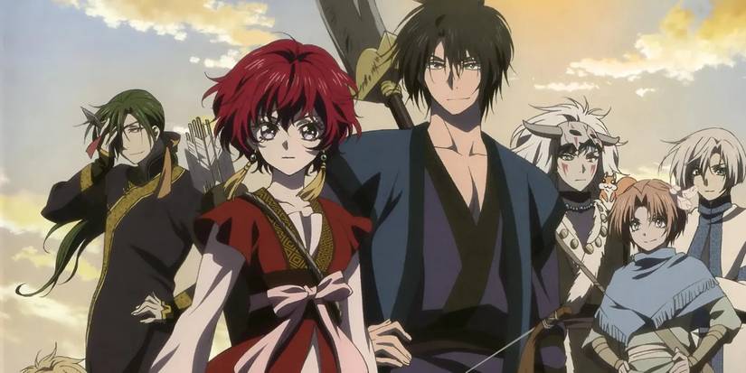 10 Perfect Fantasy Anime Every Knight of the Seven Kingdoms Fan Needs To Watch ASAP 2 Yona of the Dawn cast facing the wind ready for adventure, featuring Yona, Hak, Yun, Shin-ah, Ki-ja, and Jae-ha