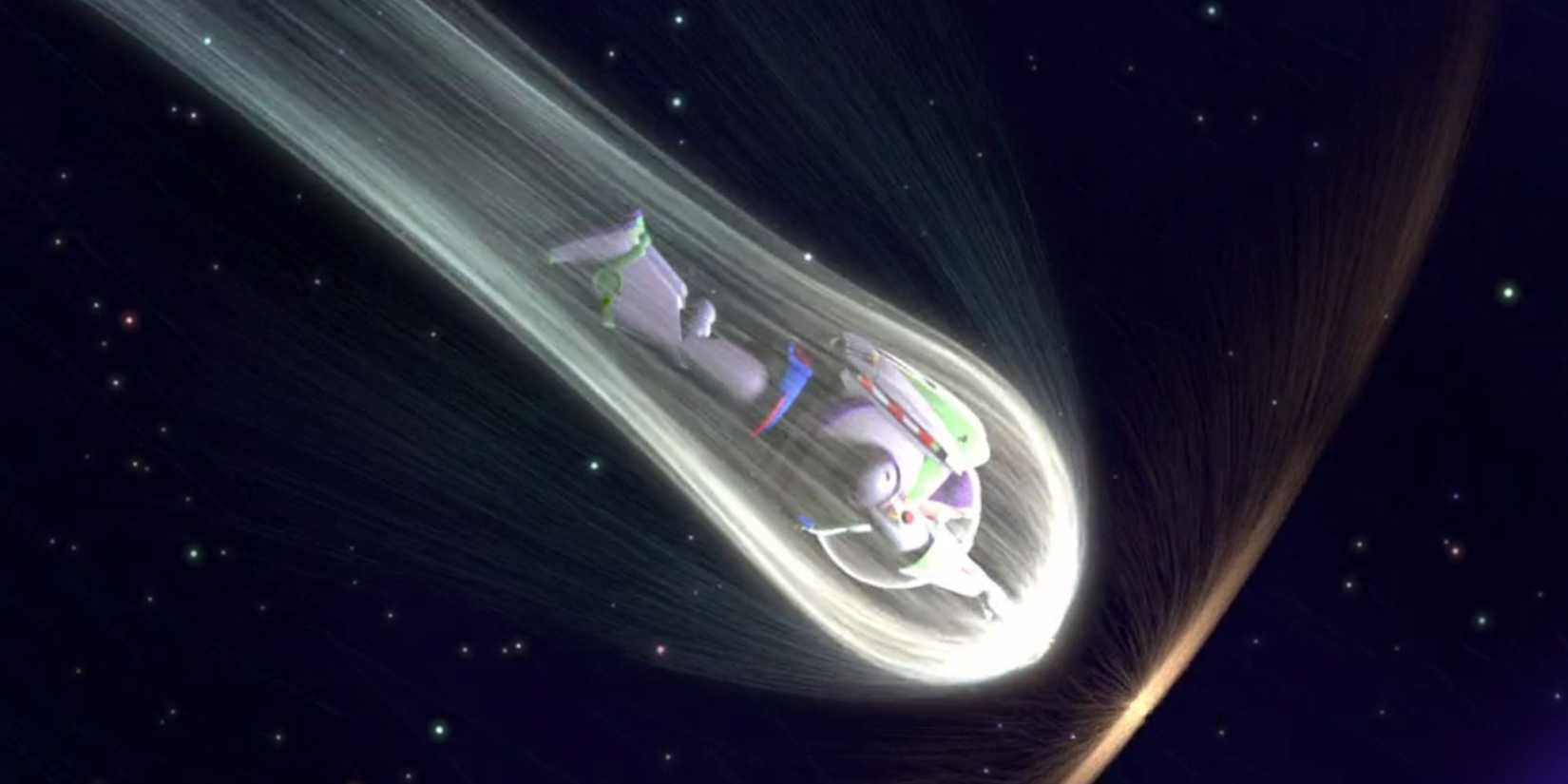 Buzz Lightyear flying through space in Toy Story 2