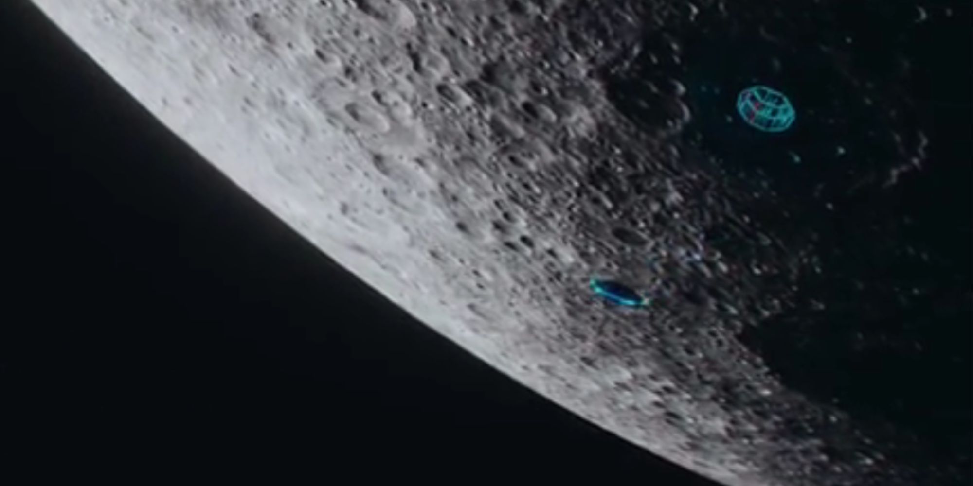 A ship emerging from the moon in Resident Alien