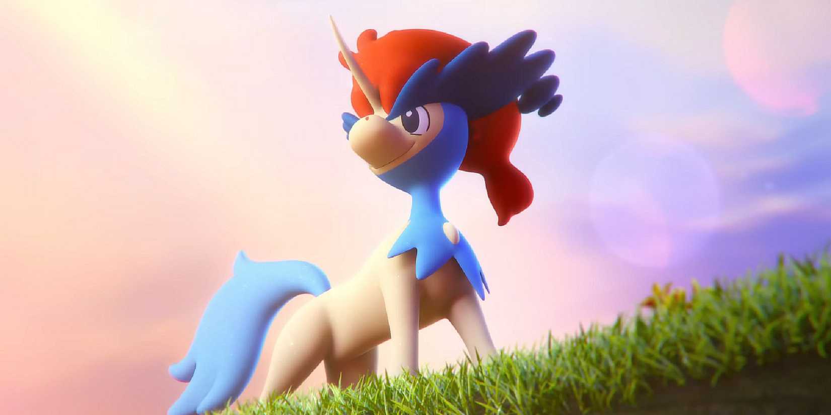 A 3D Keldeo Stands On A Grassy Hill