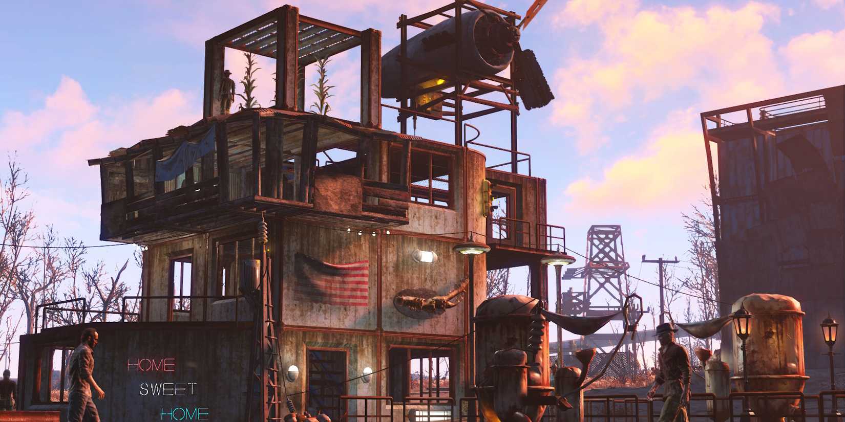 10 Harsh Realities Of Playing Fallout 4 In 2026 2 An example of a settlement building using Fallout 4 Wasteland Workshop DLC elements