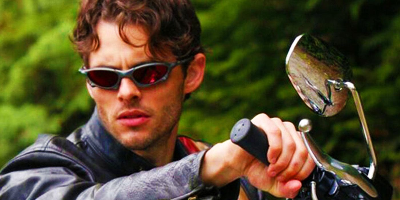 Cyclops in glasses and motorbike in X-Men The Last Stand