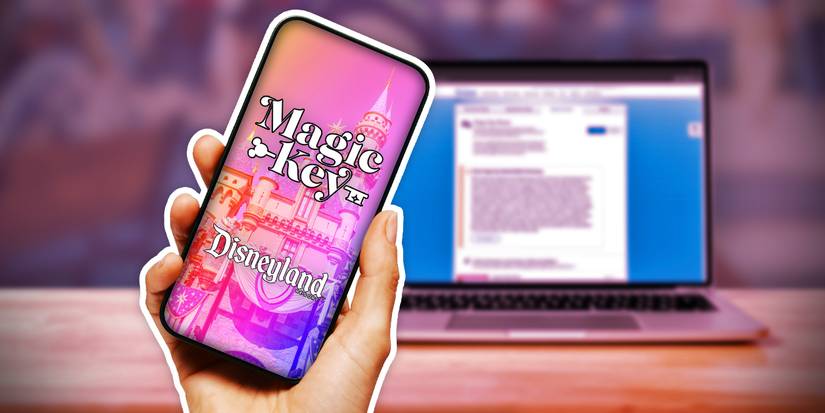 Человек держит телефон с Magic Key Passes Disneyland