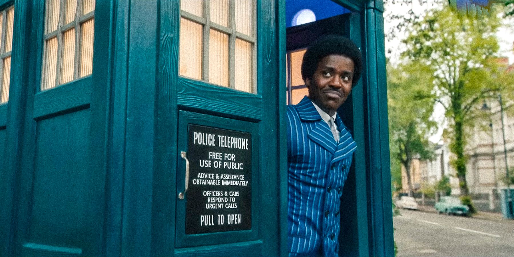 Ncuti Gatwa's Doctor observing from the TARDIS in Doctor Who season 14.